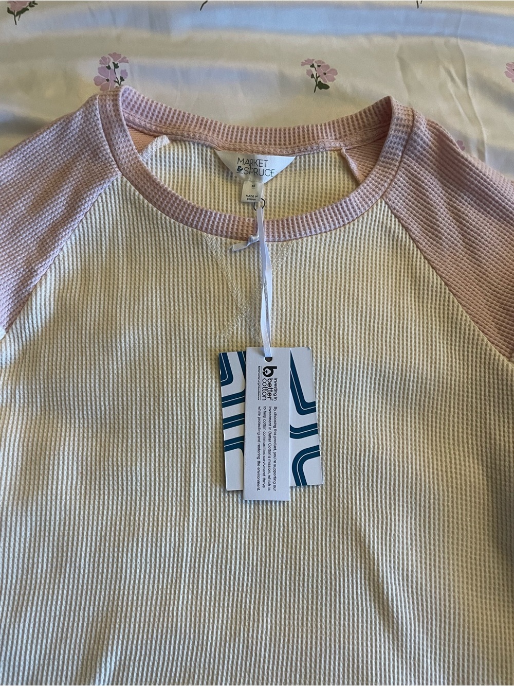 Market & Spruce | Two-Tone Waffle Knit Crewneck Long Sleeve | Women’s Top | NWT - Picture 8 of 14